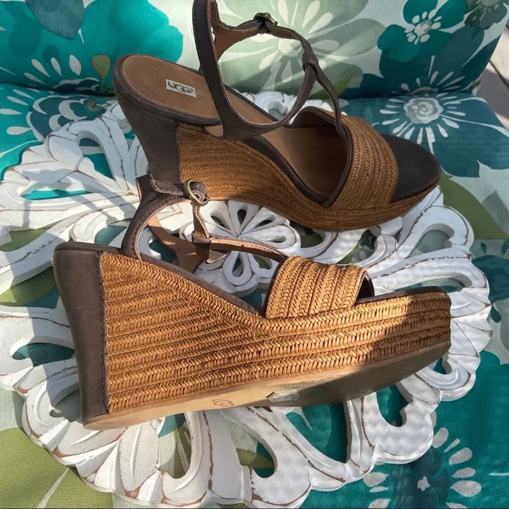 Ugg Wedge Sandals Shoes Women’s 9.5 - Picture 3 of 8